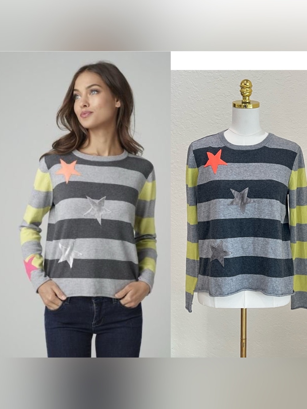 Lisa Todd Lime & Gray Knit Sweater